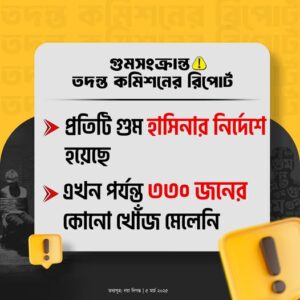 গুম-খু*নের মাস্টারমাইন্ড হাসিনা। তার দোসরদের কাধেও